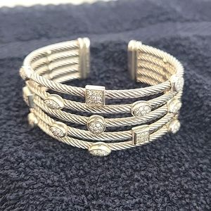 5 row confetti David Yurman silver and diamond bracelet  like new